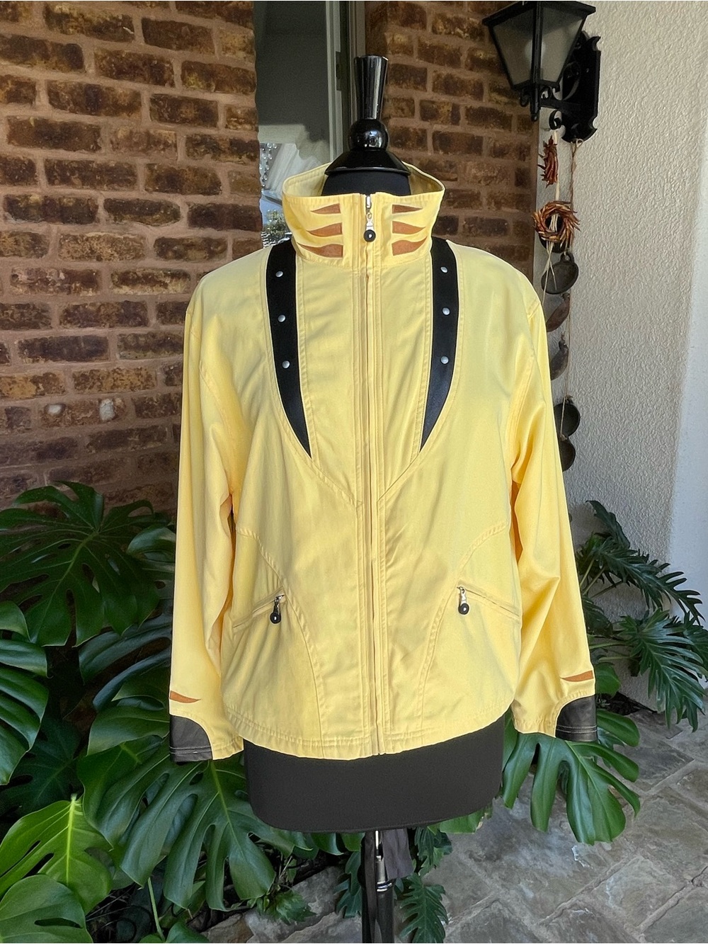 jamie sadock Yellow Bomber Golf Jacket with Black Accent Trim